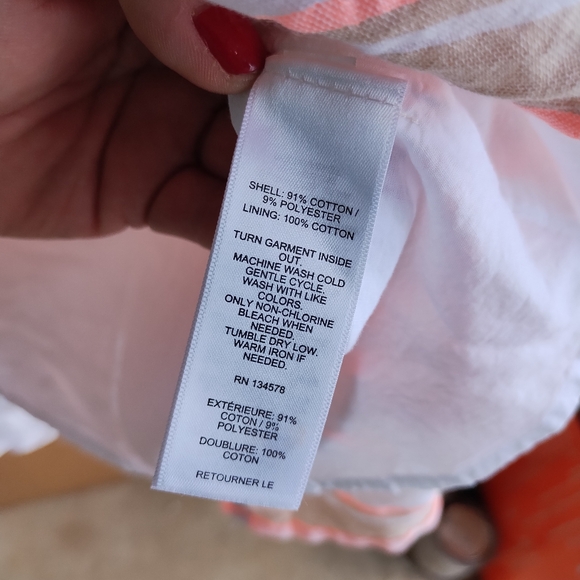 Vineyard vines dress large pink tan striped shirt sleeves cotton - Picture 6 of 11